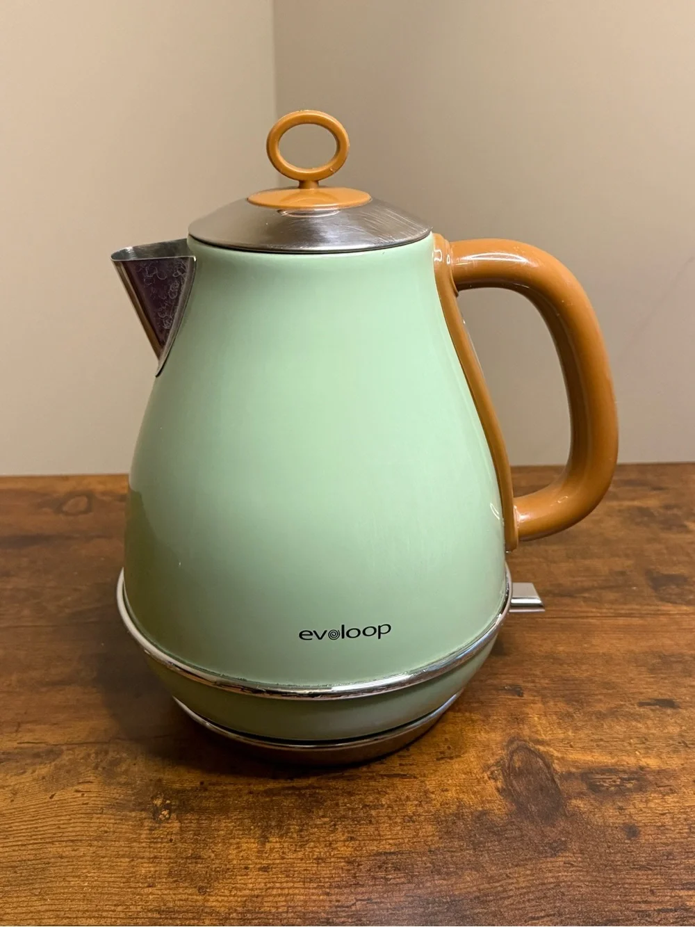 Evoloop Retro Electric Tea Kettle Sage Green 1.7L Stainless Steel Fast Boil